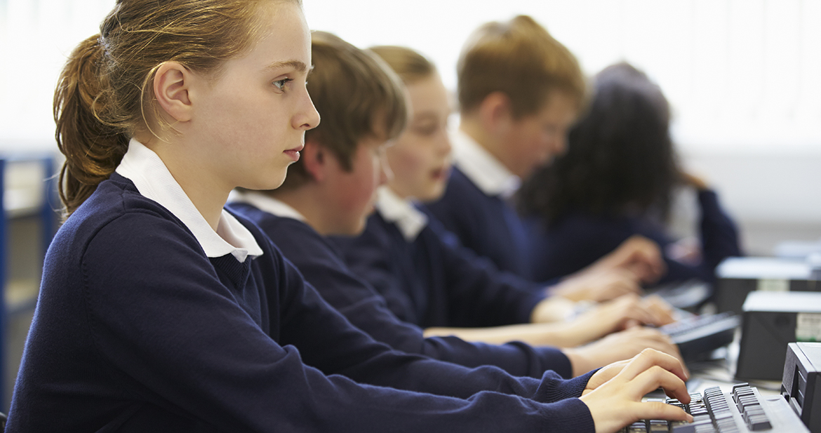 Girl using a computer